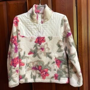 Tommy Bahama Floral Fleece Sweatshirt - Cream and Pink